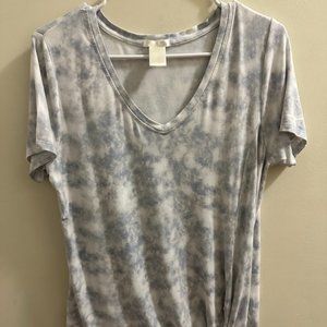 Cloud print side tie top